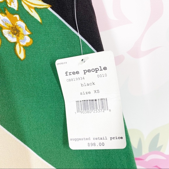 NEW Free People Beat Of My Heart Boho Floral Halter Tie Tunic Summer Top XS - Picture 10 of 12